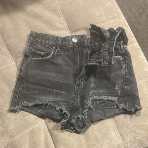 Zara Black Jean Shorts High-Waisted Distressed
